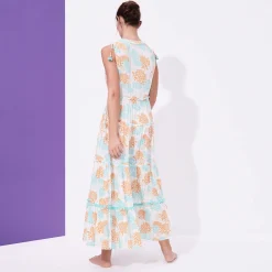 Best Vilebrequin Women Maxi Dress Iridescent Flowers Of Joy- X Poupette St Barth Terracotta/Red