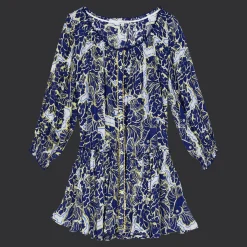 Shop Vilebrequin Women Mini Dress Hidden Fishes - X Poupette St Barth Purple Blue/Blue