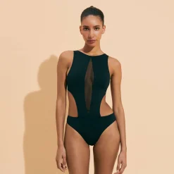 Fashion Vilebrequin Women One-Piece Trikini Graphic Swimsuit Solid Black/Black