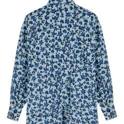 Fashion Vilebrequin Women Organic Cotton Veil Shirt Turtles Leopard- X Angelo Tarlazzi Thalassa/Blue