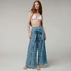 Online Vilebrequin Women Organic Cotton Voile Pants Turtles Leopard- X Angelo Tarlazzi Thalassa/Blue