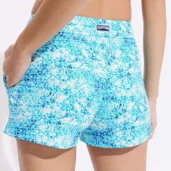 Cheap Vilebrequin Women Stretch Beach Short Flowers Tie & Dye Navy/Blue