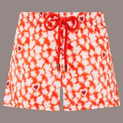 New Vilebrequin Women Swim Short Attrape Coeur Poppy Red/Red