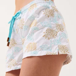 Store Vilebrequin Women Swim Short Iridescent Flowers Of Joy White/White