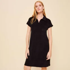 Cheap Vilebrequin Women Terry Polo Dress Solid Black/Black