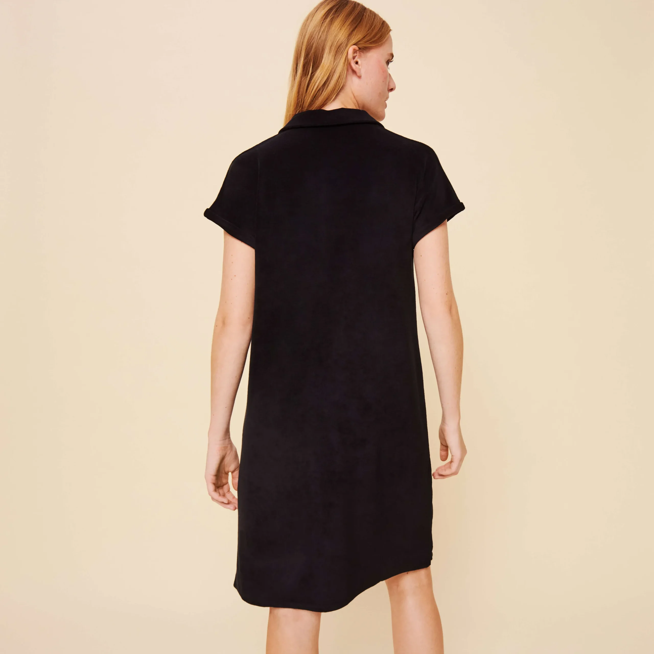Cheap Vilebrequin Women Terry Polo Dress Solid Black/Black