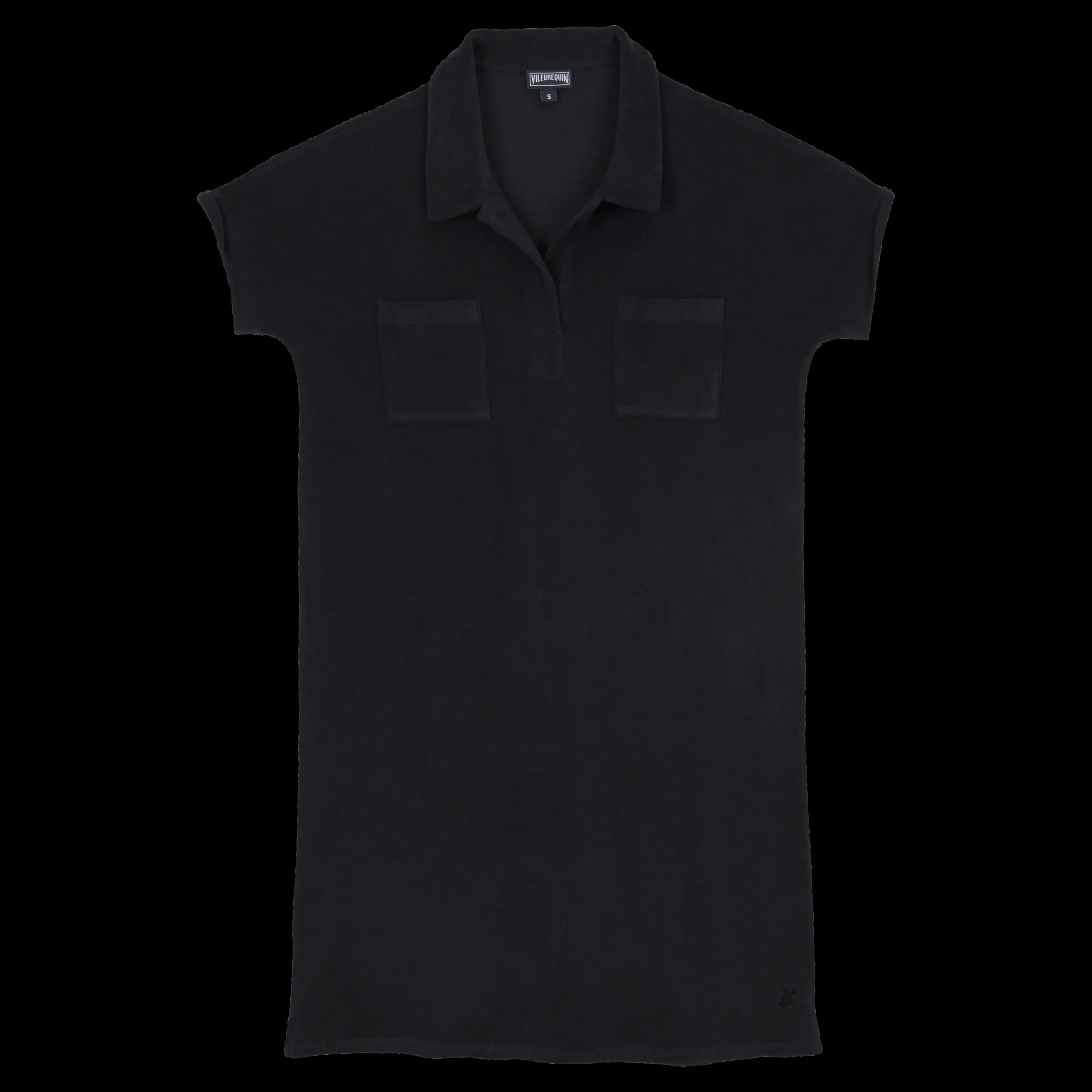 Cheap Vilebrequin Women Terry Polo Dress Solid Black/Black