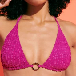 Online Vilebrequin Women Triangle Bikini Top Plumetis Crimson Purple/Red