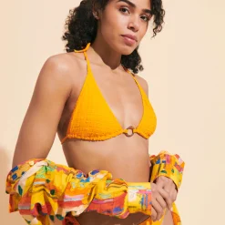 Hot Vilebrequin Women Triangle Bikini Top Plumetis Carrot/Orange