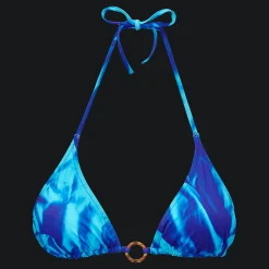 New Vilebrequin Women Triangle Bikini Top Les Draps Froisses Neptune Blue/Blue