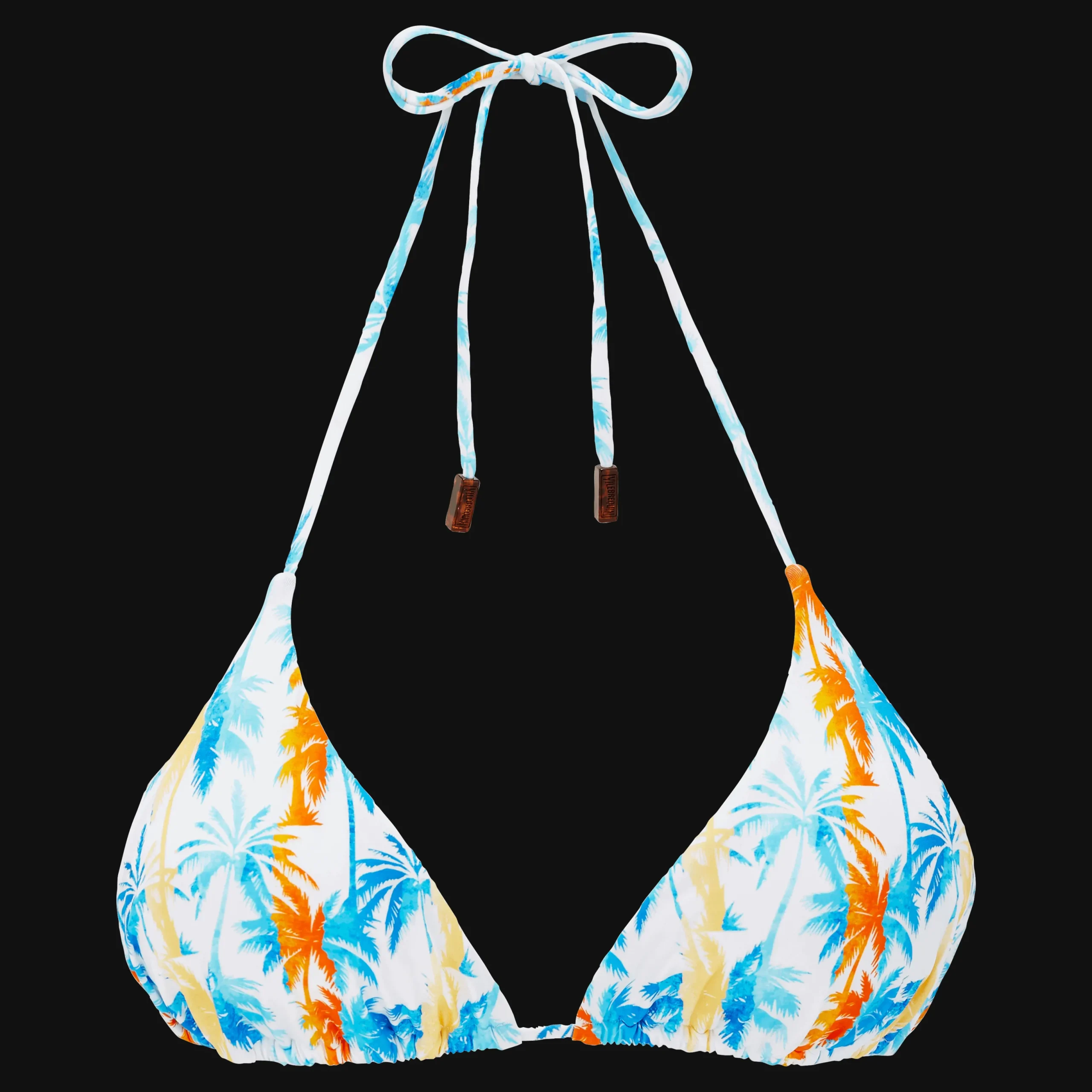 Hot Vilebrequin Women Triangle Bikini Top Palms & Stripes - X The Beach Boys White/White